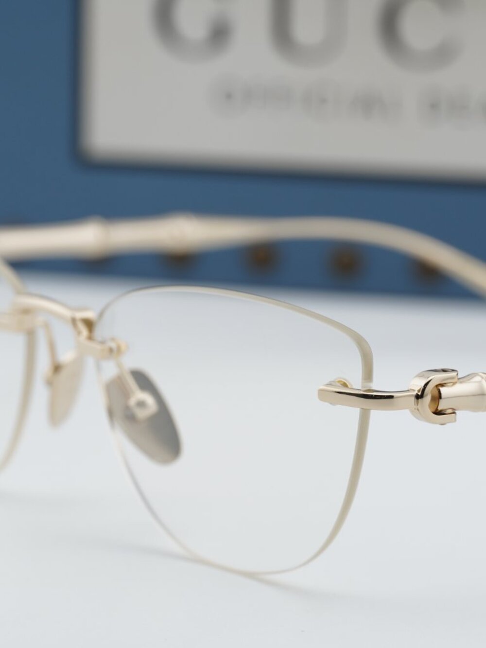 Gucci GG2063S 006 Cat Eye Sunglasses - Shiny Endura Gold/Clear - Picture 8 of 10